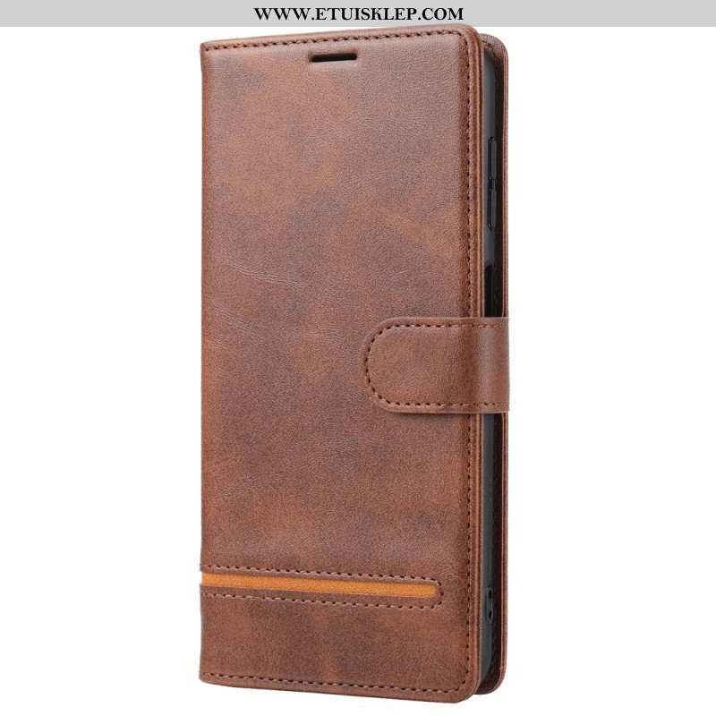 Etui Folio do Poco X5 5G Liniowy Efekt Skóry